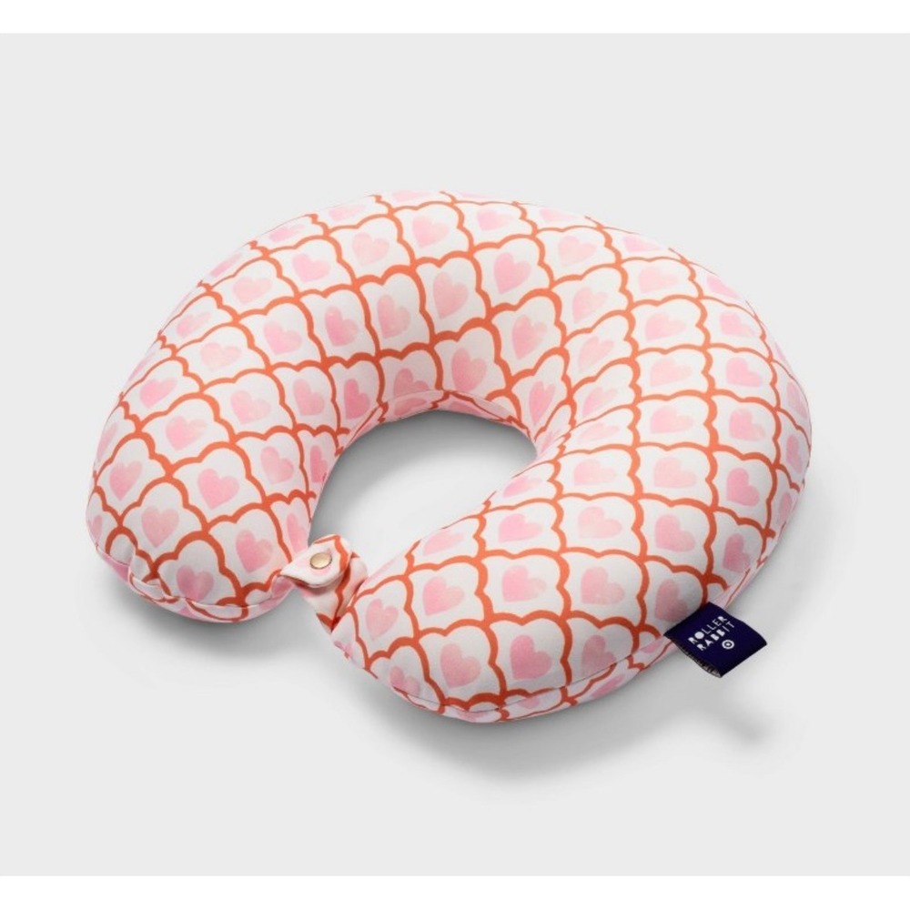 Roller Rabbit x Target Pink Heart Neck Pillow Travel Accessory White Orange